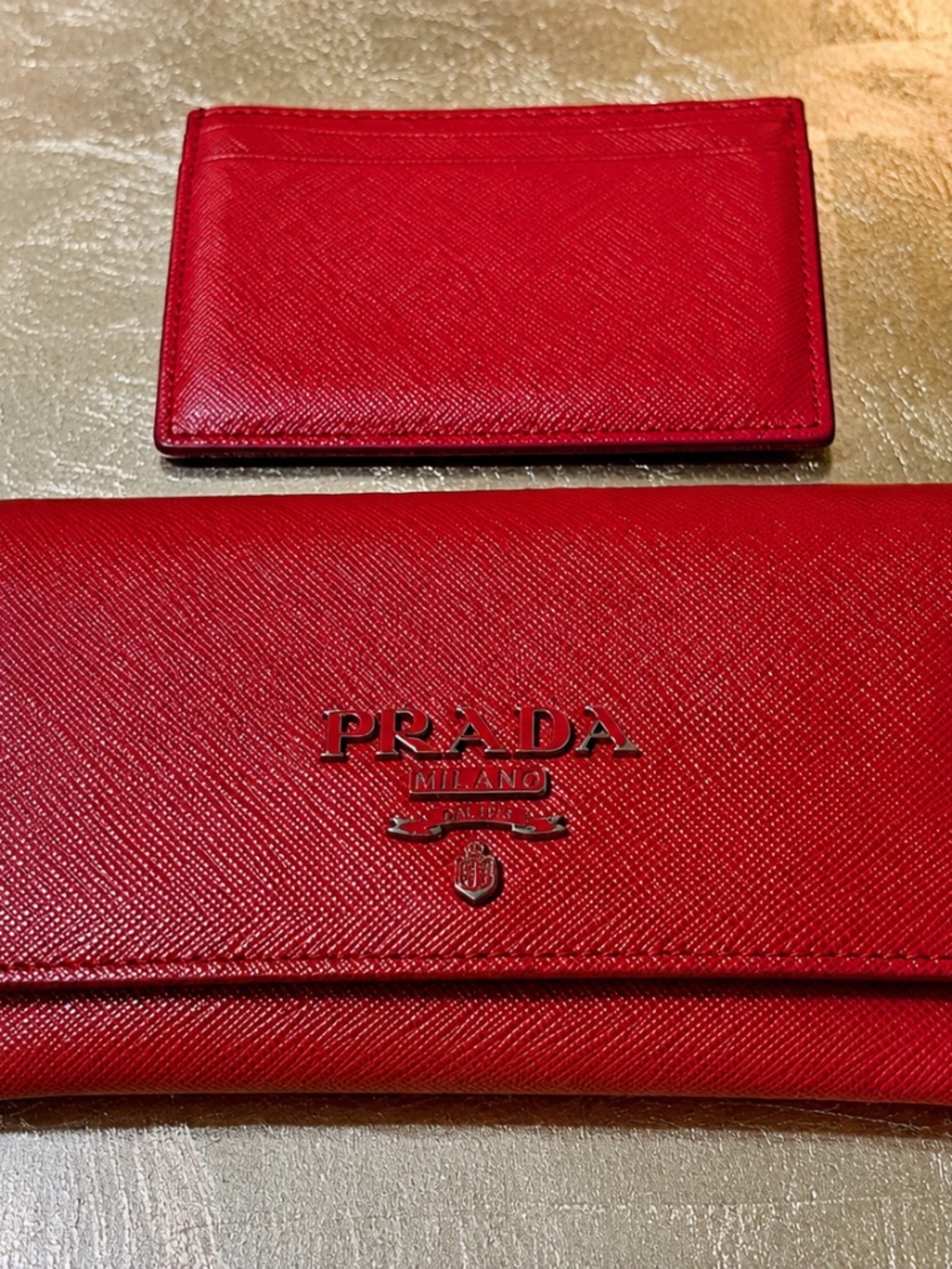 Prada Saffiano Leather Envelope Wallet with Removable Card Case